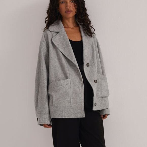 NWT Favorite Daughter THE NICO BOMBER Size XXL in Grey Wool Blend - Picture 2 of 13